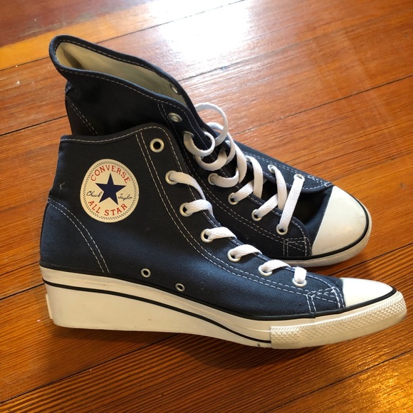navy converse wedges